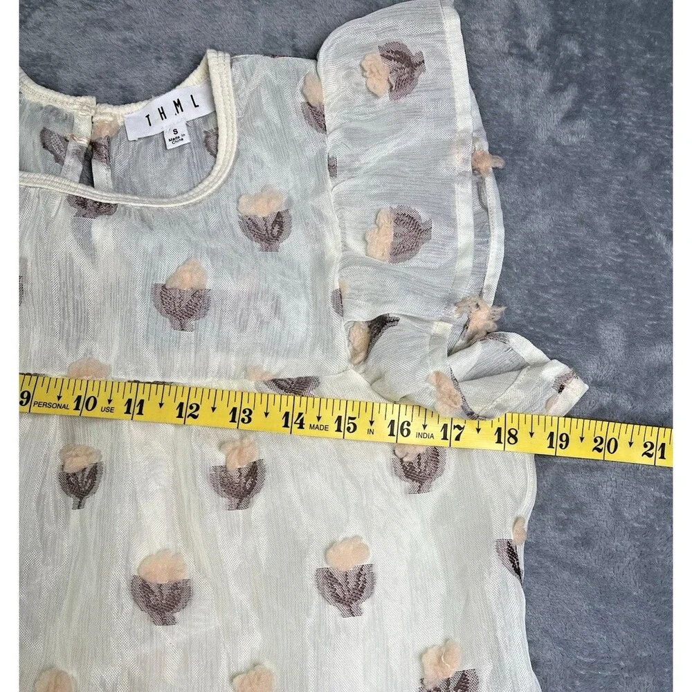 THML NWOT babydoll womens summer blouse w/liner sz S cottage fairy party $90 - Picture 5 of 7